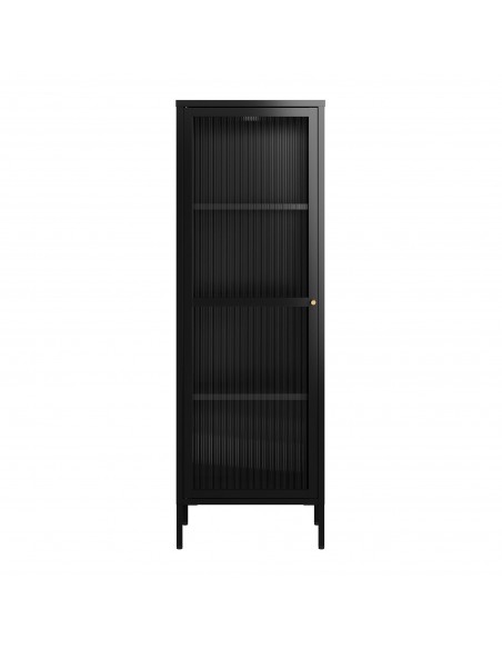 smalt lavt vitrineskab vitrine sort metal skænk moderne design nordisk