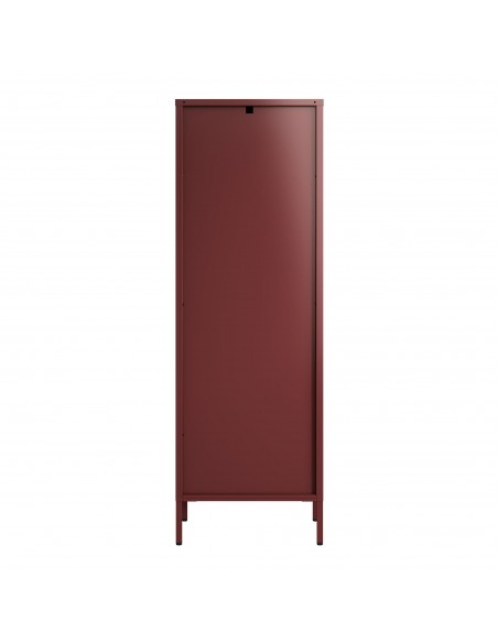 smalt lavt vitrineskab vitrine rød bordeaux metal skænk moderne design nordisk