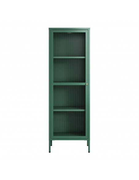 smalt lavt vitrineskab vitrine grøn metal skænk moderne design nordisk
