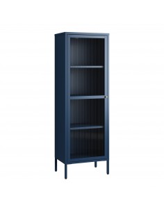 smalt lavt vitrineskab vitrine blå metal skænk moderne design nordisk