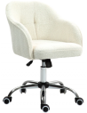 Kontorstol i teddyplys polyester H76 - 86 cm - Krom/Cremehvid