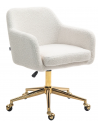 Kontorstol i teddyplys polyester H79 - 88 cm - Guld/Cremehvid