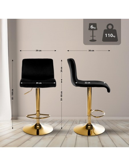 barstol stof guld sort velour billig moderne design køkken