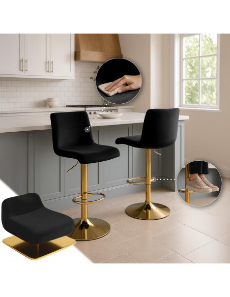 barstol stof guld sort velour billig moderne design køkken