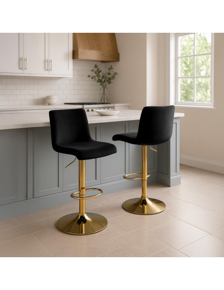 barstol stof guld sort velour billig moderne design køkken