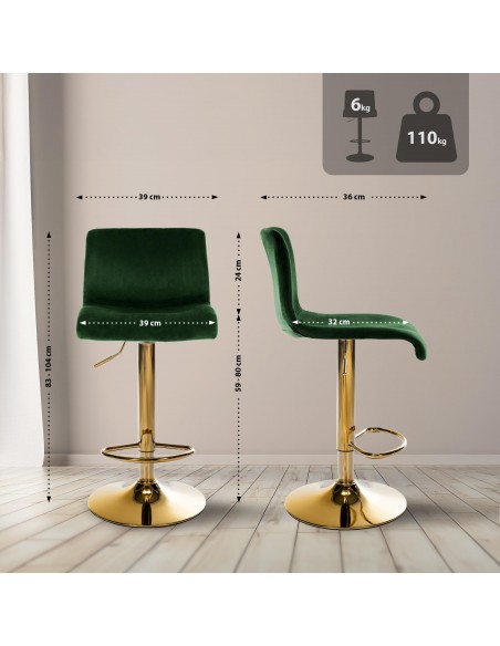 barstol stof guld grøn velour billig moderne design køkken