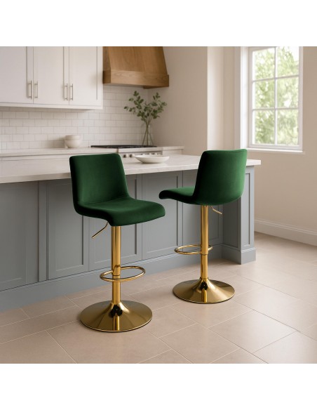 barstol stof guld grøn velour billig moderne design køkken