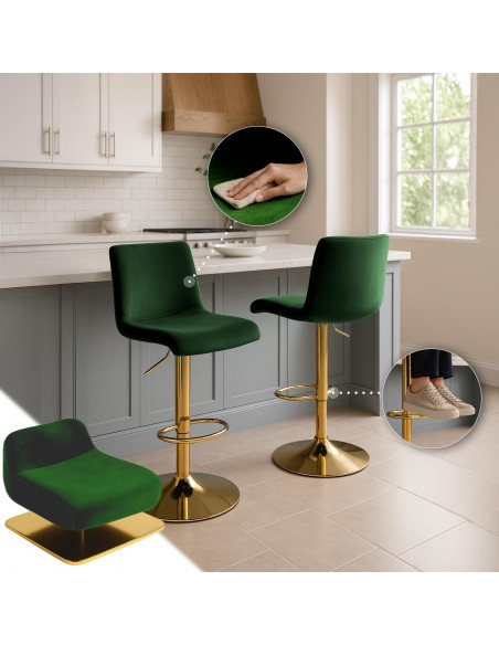 barstol stof guld grøn velour billig moderne design køkken
