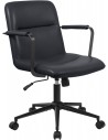 Kontorstol i metal og ægte læder H88 - 98 cm - Sort/Sort