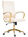 Kontorstol i metal og PU-læder H99 - 109 cm - Guld/Creme