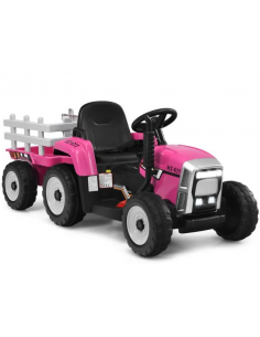 traktor elbil bil elektrisk børn udendørs legetøj udeleg indendørs lyserød