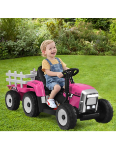 traktor elbil bil elektrisk børn udendørs legetøj udeleg indendørs lyserød 2