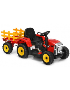 traktor elbil bil elektrisk børn udendørs legetøj udeleg indendørs rød