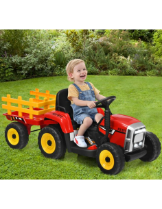 traktor elbil bil elektrisk børn udendørs legetøj udeleg indendørs rød 2
