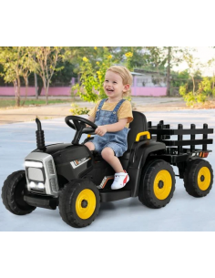 traktor elbil bil elektrisk børn udendørs legetøj udeleg indendørs sort 2