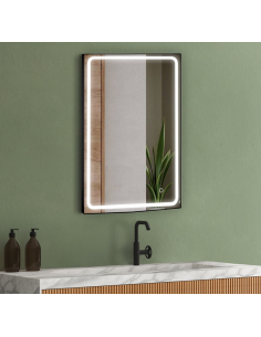 badeværelsesspejl vægspejl sort spejl lys belysning badeværelse vask håndvask led