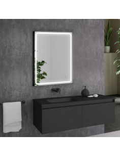 badeværelsesspejl vægspejl sort spejl lys belysning badeværelse vask håndvask led