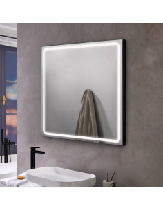 badeværelsesspejl vægspejl sort spejl lys belysning badeværelse vask håndvask led