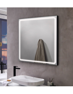 badeværelsesspejl vægspejl sort spejl lys belysning badeværelse vask håndvask led