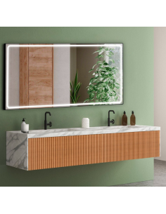 badeværelsesspejl vægspejl sort spejl lys belysning badeværelse vask håndvask led