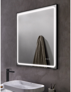 badeværelsesspejl vægspejl sort spejl lys belysning badeværelse vask håndvask led