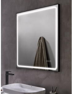 badeværelsesspejl vægspejl sort spejl lys belysning badeværelse vask håndvask led