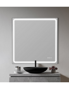 badeværelsesspejl vægspejl sort spejl lys belysning badeværelse vask håndvask led 2