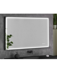 badeværelsesspejl vægspejl sort spejl lys belysning badeværelse vask håndvask led