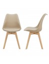 Sæt med 2 x spisebordsstole i bøgetræ og kunststof H82 cm - Natur/Beige