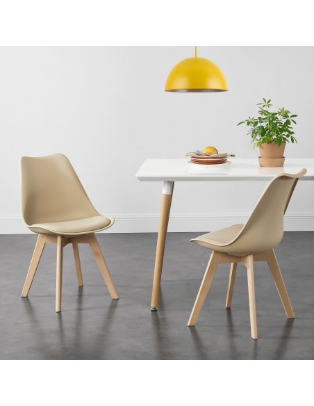 Spisebordsstol beige træ nordisk skandinavisk design