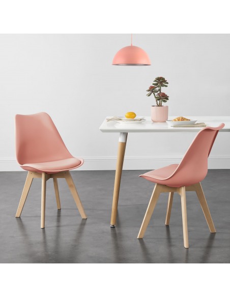 Spisebordsstol rosa pink lyserød træ nordisk skandinavisk design
