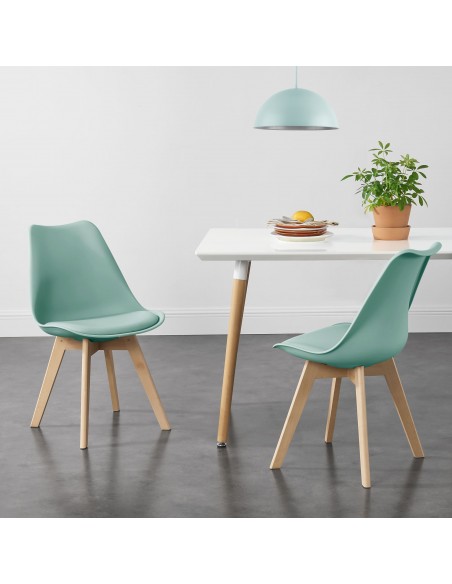 Spisebordsstol grøn mint træ nordisk skandinavisk design