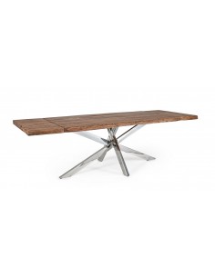 spisebord med udtræk tillægsplader rustikt moderne design industrielt træ massivt