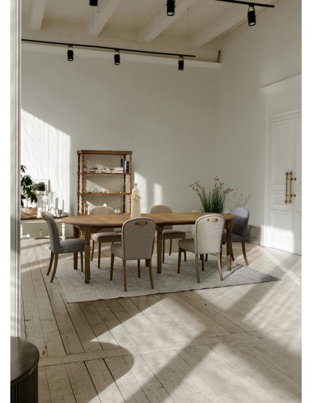 rundt klosterbord spisebord med udtræk tillægsplader rustikt design egetræ træ massivt