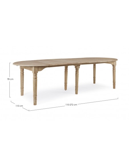 rundt klosterbord spisebord med udtræk tillægsplader rustikt design egetræ træ massivt