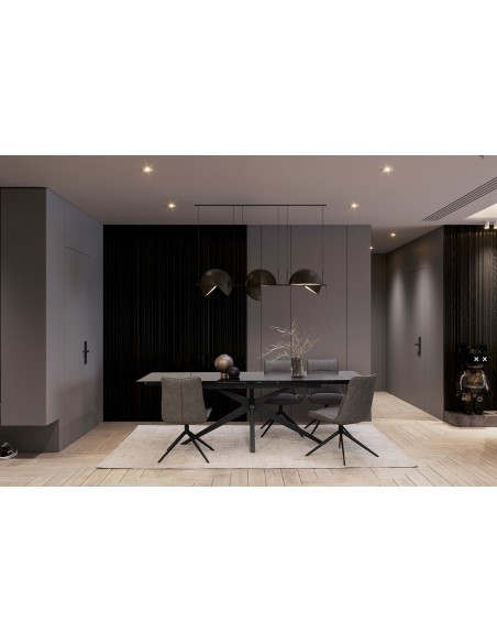 spisebord med udtræk tillægsplader moderne design glas sort