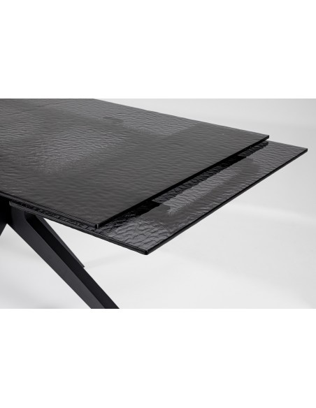 spisebord med udtræk tillægsplader moderne design glas sort