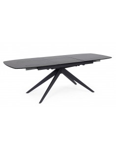 spisebord med udtræk tillægsplader moderne design glas sort