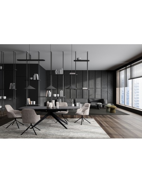 spisebord med udtræk tillægsplader moderne design glas sort