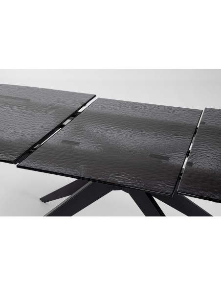 spisebord med udtræk tillægsplader moderne design glas sort
