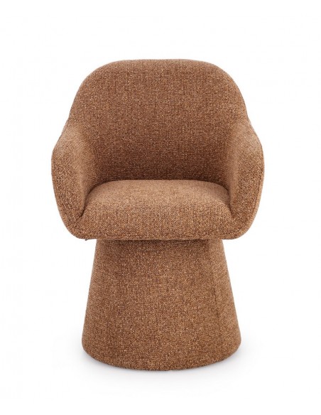 spisebordsstol med armlæn og drejefod bouclé moderne design