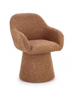 spisebordsstol med armlæn og drejefod bouclé moderne design