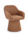 TARA Spisebordsstol med armlæn og drejefod i bouclé polyester H81,5 cm - Terracotta