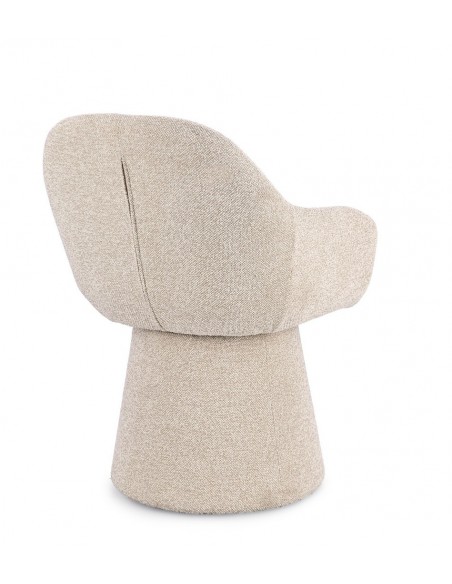 beige spisebordsstol med armlæn og drejefod bouclé moderne design