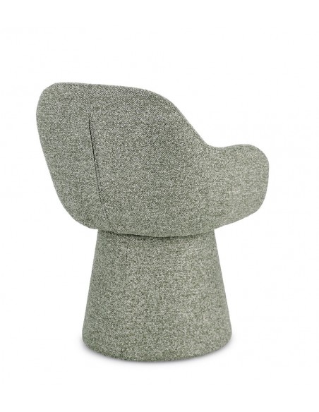grøn spisebordsstol med armlæn og drejefod bouclé moderne design