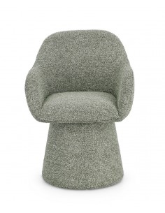 grøn spisebordsstol med armlæn og drejefod bouclé moderne design 2