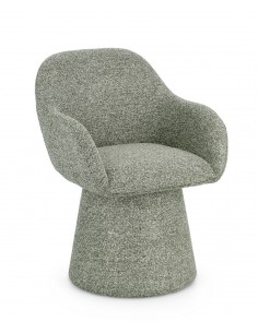 grøn spisebordsstol med armlæn og drejefod bouclé moderne design