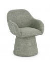 TARA Spisebordsstol med armlæn og drejefod i bouclé polyester H81,5 cm - Grøn