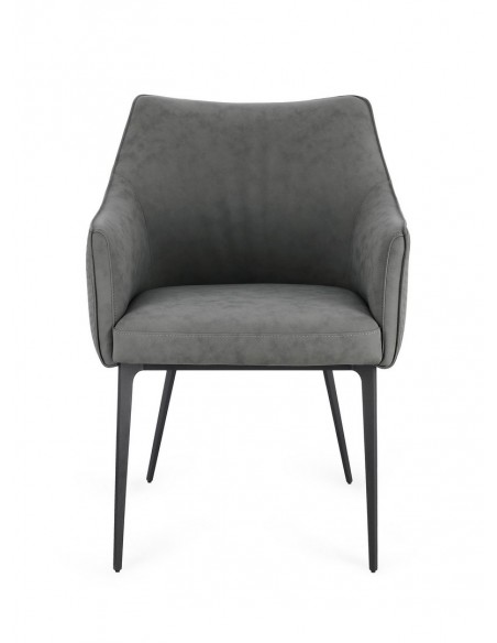 spisebordsstol med armlæn læder moderne design grå
