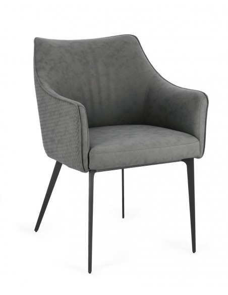 spisebordsstol med armlæn læder moderne design grå